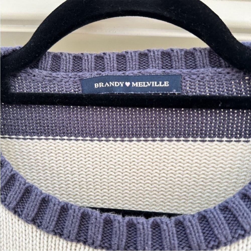 Brandy Melville Striped navy and cream knit sweater - Picture 5 of 5